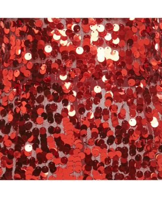 Red Sequin Tulle Halter Neck Jumpsuit