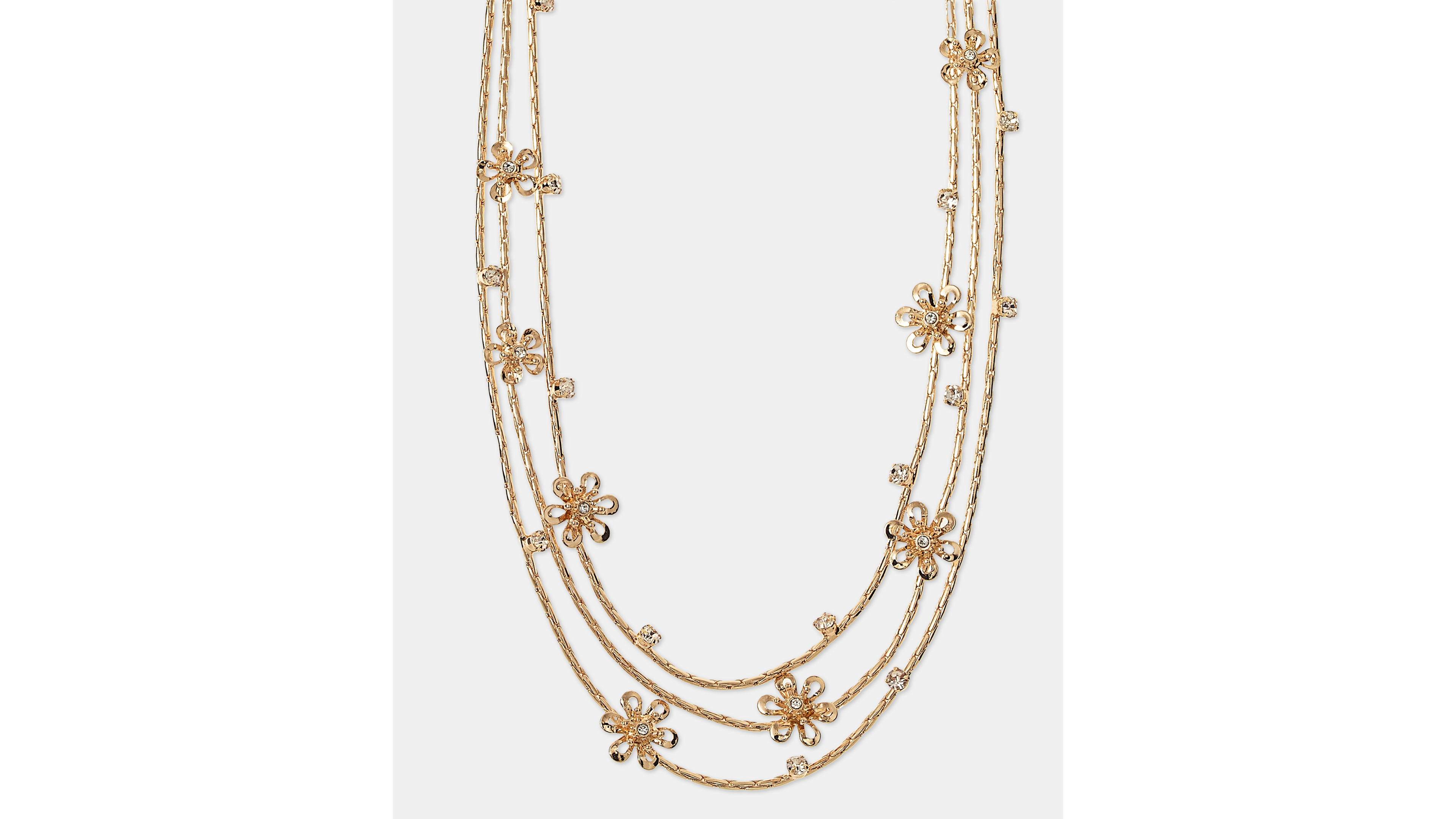 lonna & lilly Gold-Tone Crystal Flower Layered Necklace, 16" + 3" extender