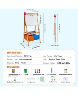 Sugfit 3-in-1 Wooden Art Easel with Storage Compartment & Adjustable Height