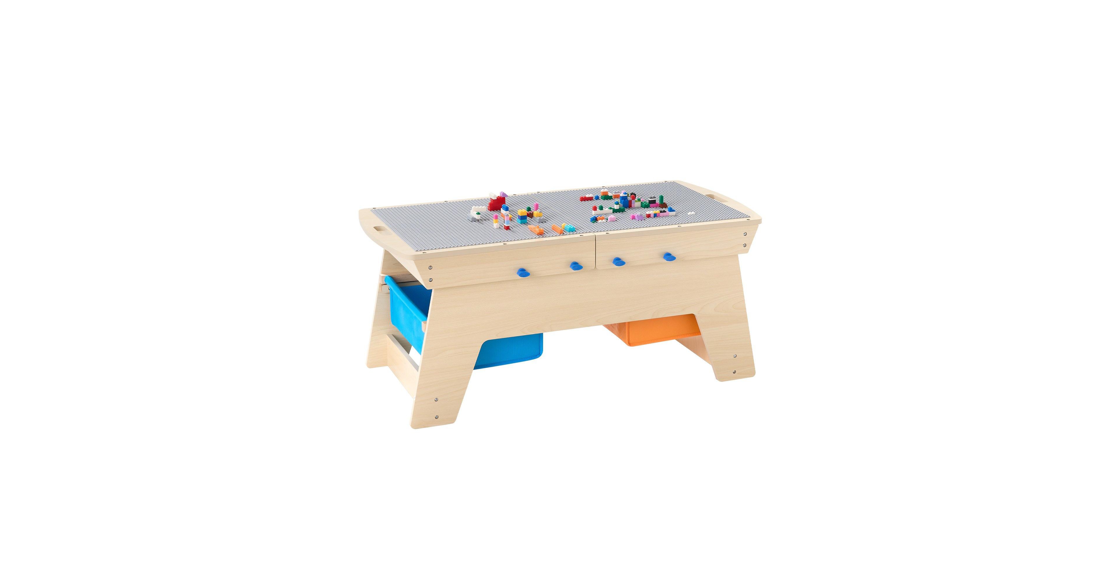 Sugift Multi-Activity Wooden 200-Piece Activity Table with 3 Storage Bins, Ages 3+