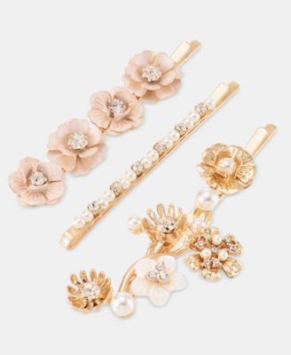 Gold-Tone 3-Pc. Set Crystal Flower Hair Pins