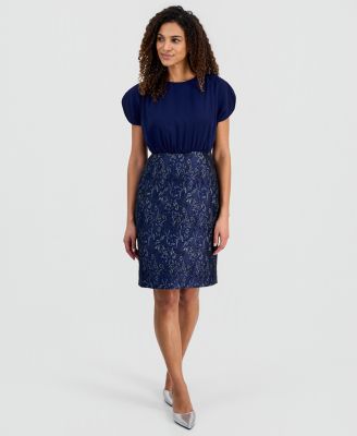 Women's Mixed-Media Jacquard Sheath Dress