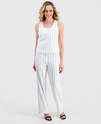 Women's Pinstripe Five-Button Sleeveless Vest