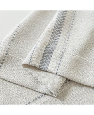 Linen Blend Geometric Striped Room Darkening Curtains Pair