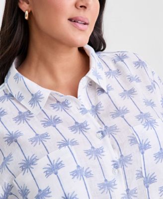 Plus Size King Street Palm Roll-Tab Shirt