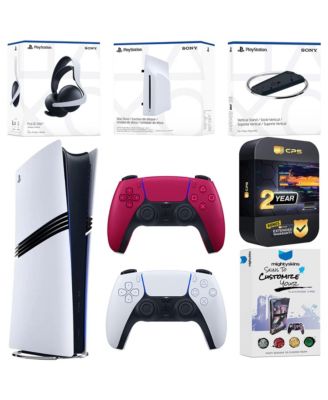 PlayStation 5 Pro Digital Bundle with Disc Drive, Extra Controller, Pulse Elite Wireless Gaming Headset, Vertical Stand, MightySkins Voucher