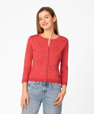 Women's Heart Stitch Button Cardigan Sweater