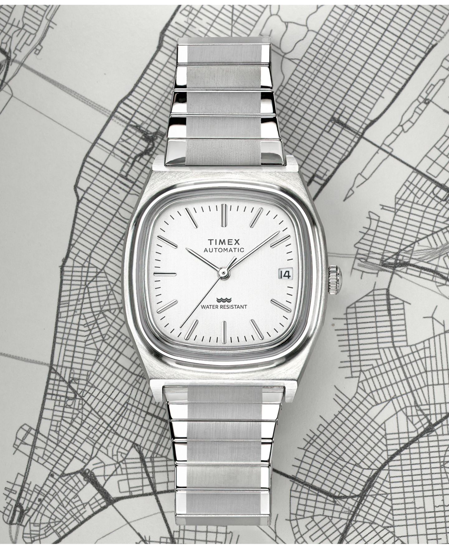 Мужские часы Timex Automatic Silver-Tone Stainless Steel Watch, 34mm — фото 6