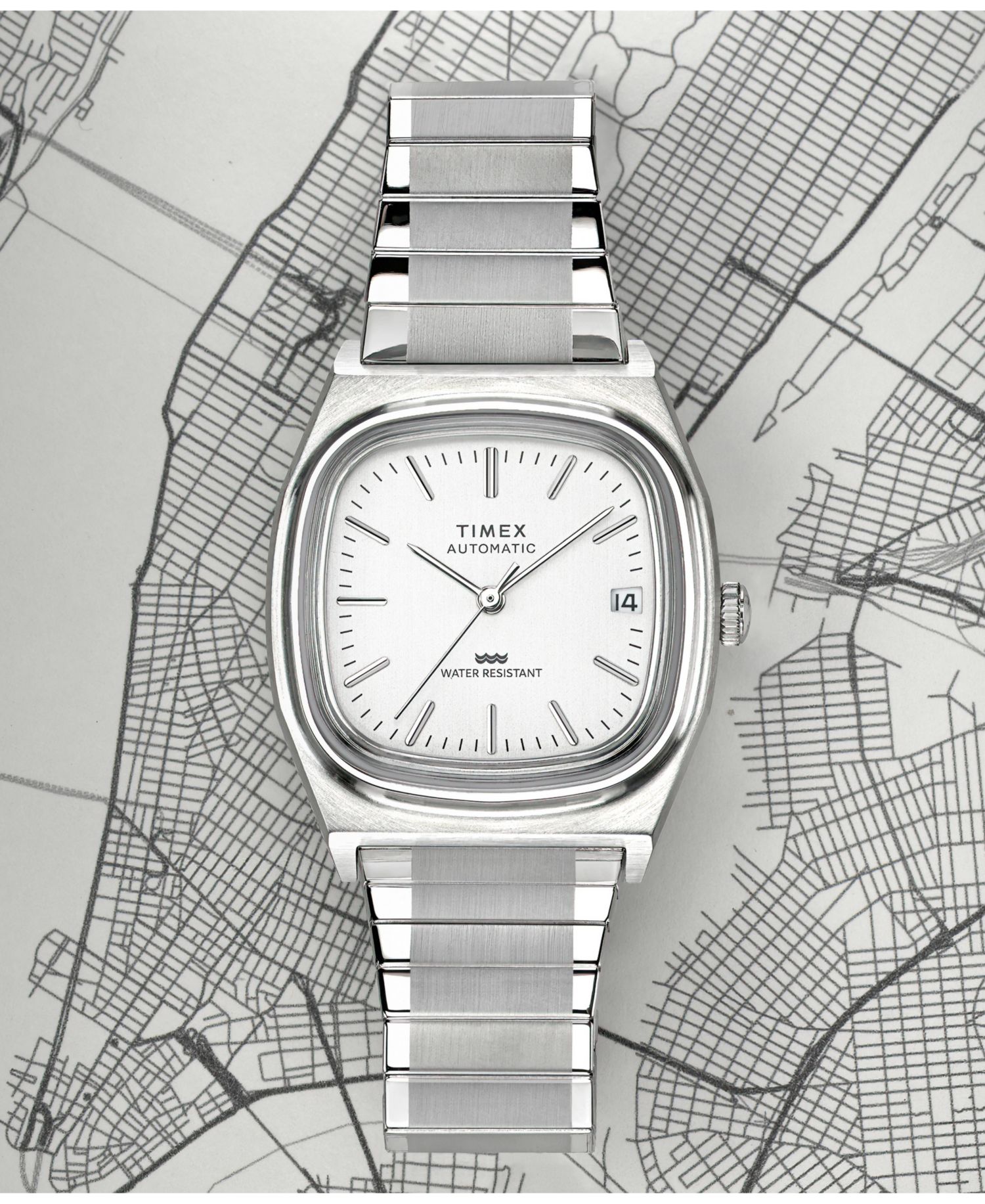 Men's Automatic Silver-Tone Stainless Steel Watch, 34mm