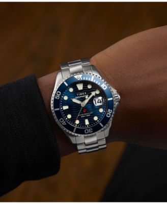 Men's Quartz Analog Silver-Tone Stainless Steel Watch, 44mm