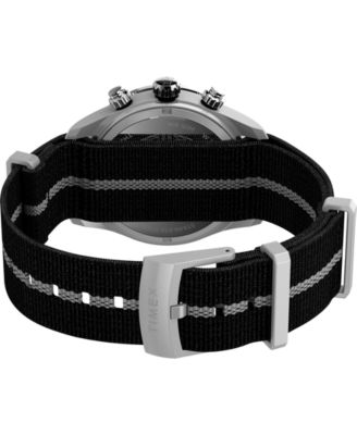 Men's Chronograph Black Fabric Watch, 39mm