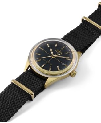 Men's Mechanical Automatic Black Fabric Watch, 38mm