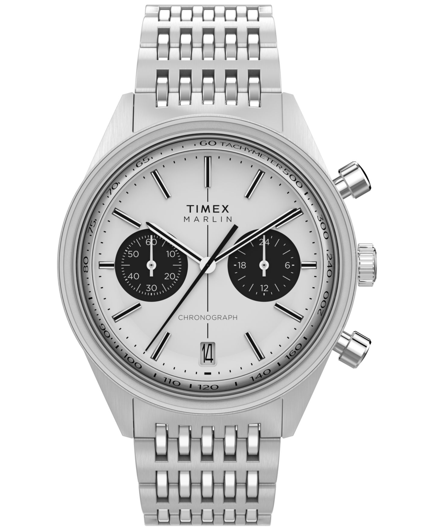 Мужские часы Timex Chronograph Silver-Tone Stainless Steel, 40mm — фото 1