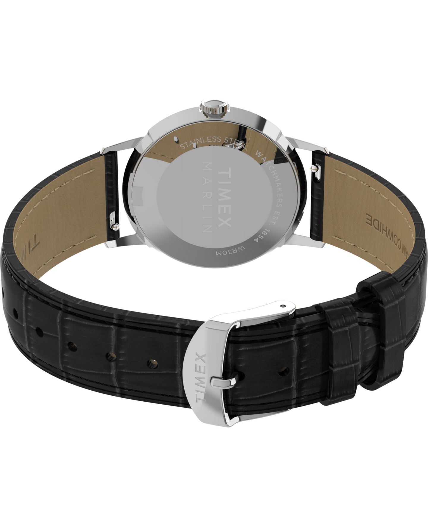 Часы Timex Unisex Quartz Analog Black Leather Watch, 34mm — фото 5