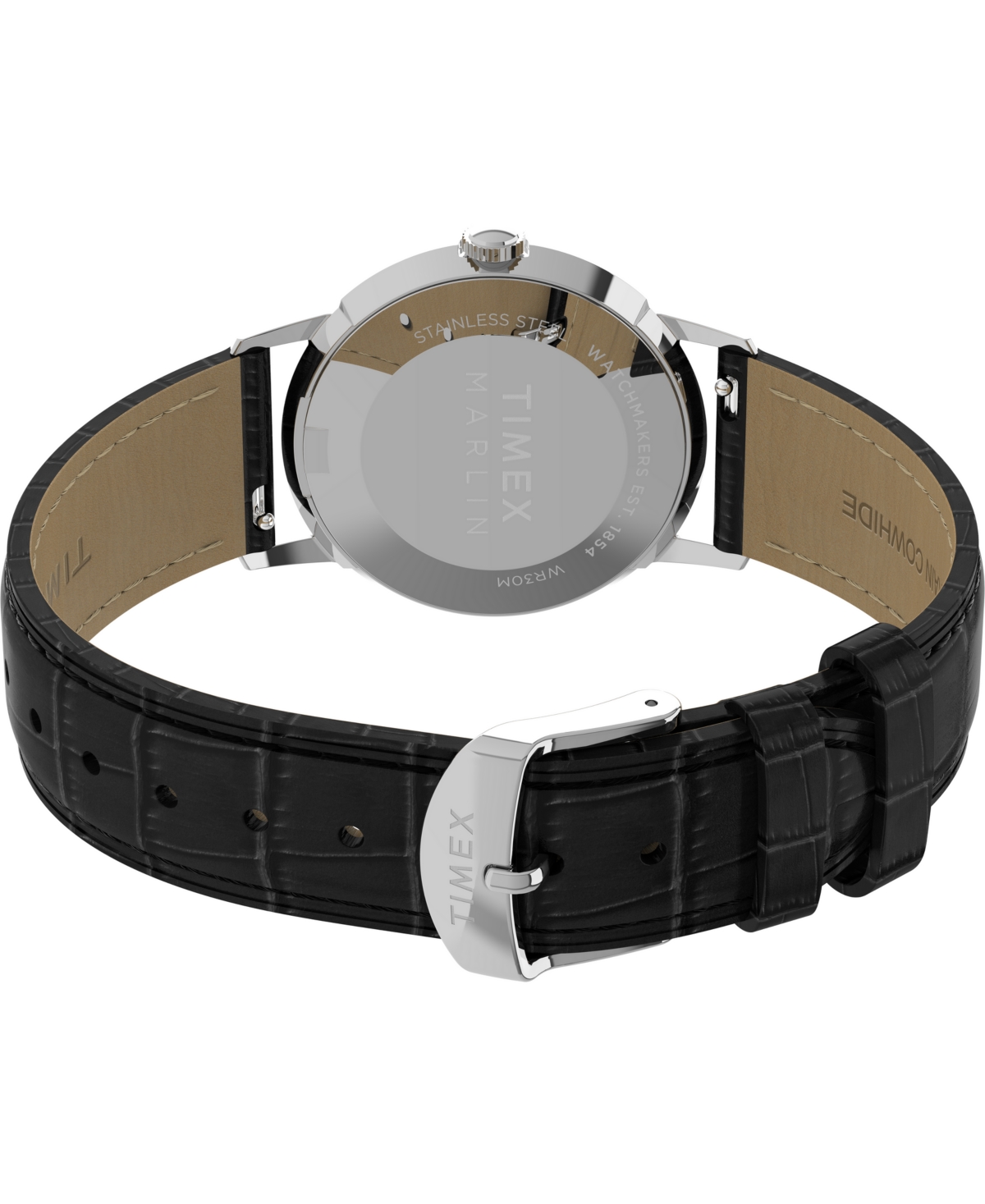 Timex Unisex Quartz Analog Black Leather Watch, 34mm