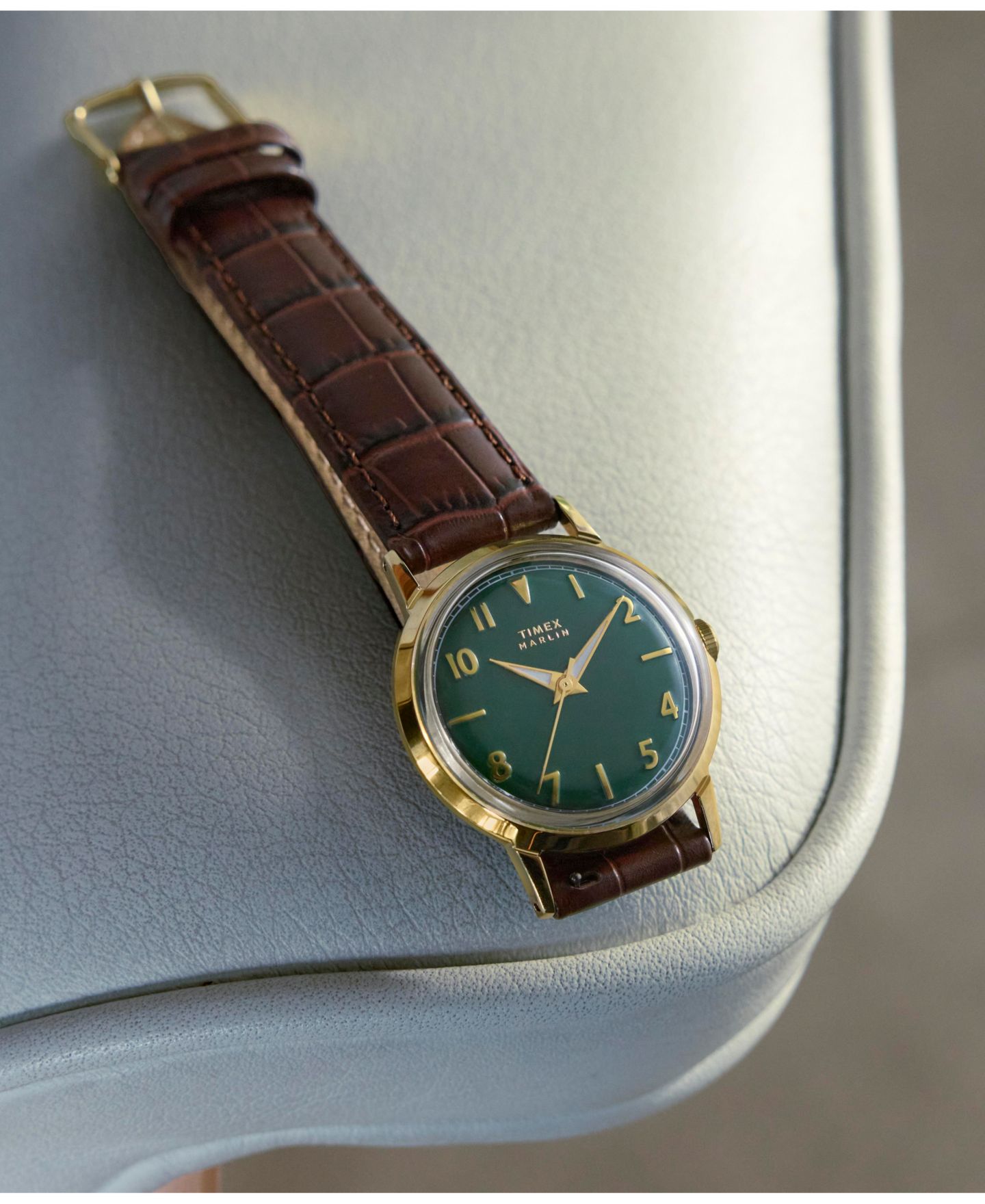 Кварцевые аналоговые часы Timex унисекс с коричневым кожаным ремешком, 34 мм — фото 6
