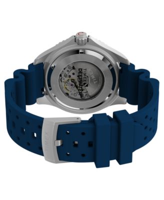 Men's Mechanical Automatic Blue HNBR Rubber Watch, 44mm