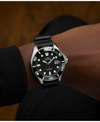 Men's Mechanical Automatic Black HNBR Rubber Watch, 44mm