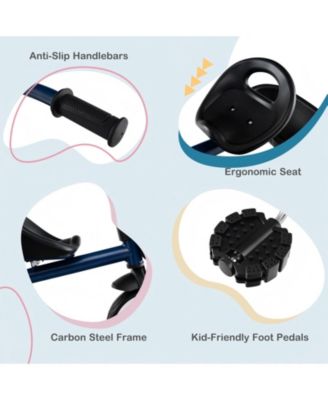 Kids Adjustable Tricycle with Dual Baskets EVA Wheels and Carbon Steel Frame