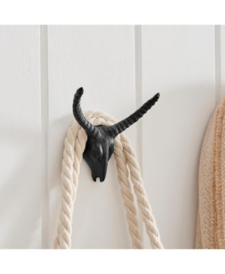 4 Piece Goat Head with Horns Decorative Wall Hook Set