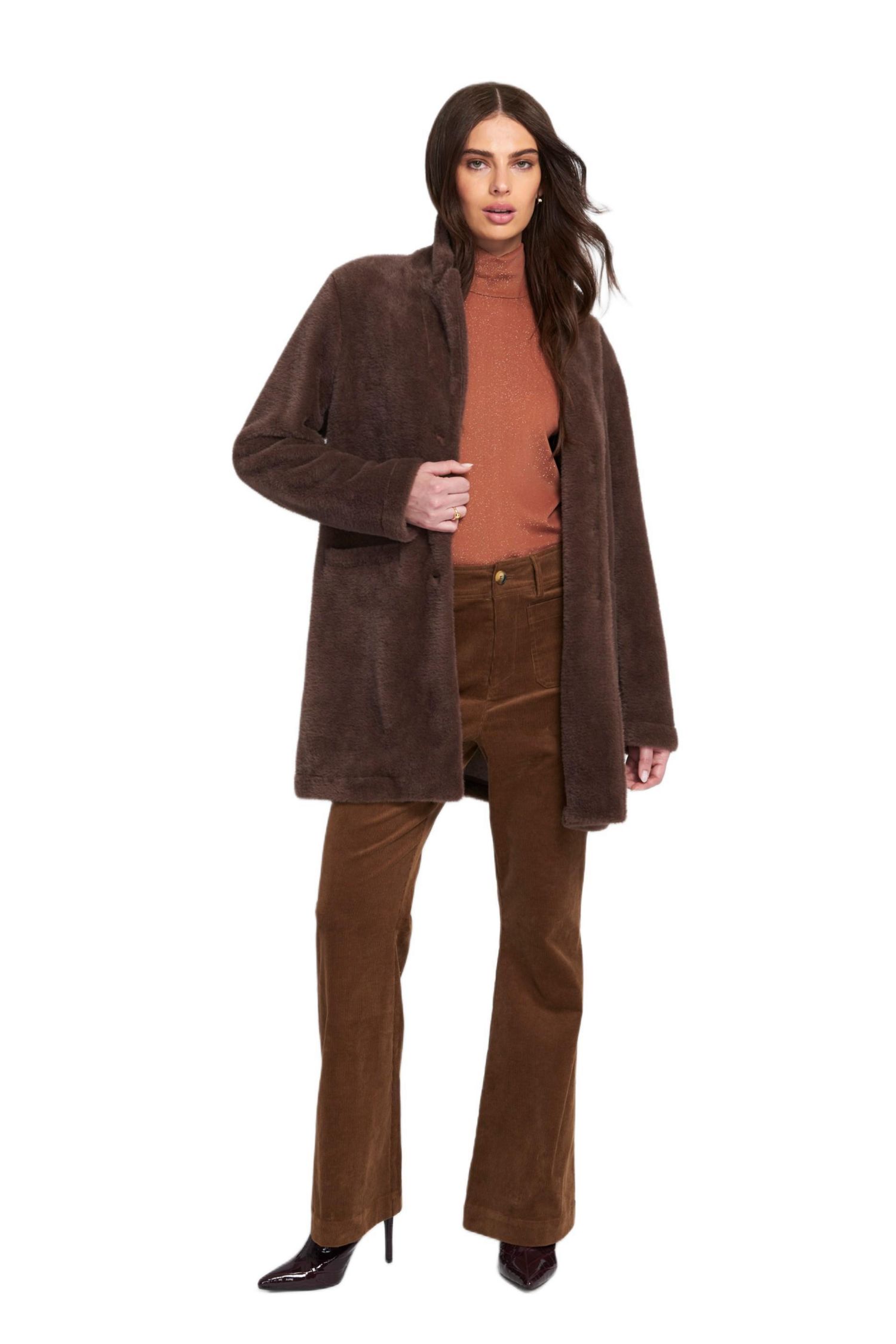 Women's Fuzzy Knit Coat Teddy