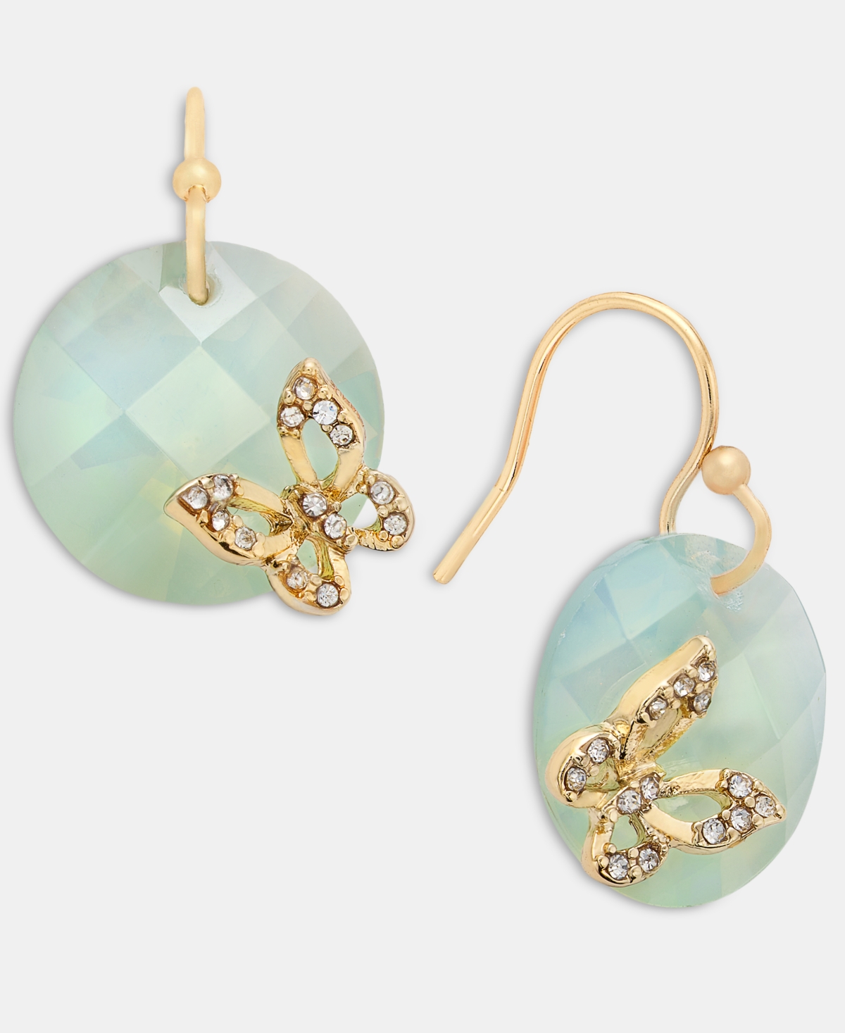 lonna & lilly Gold-Tone Butterfly Pave Stone Bead Drop Earrings
