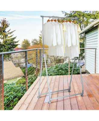 Extendable Foldable Heavy Duty Clothing Rack with Hanging Rod