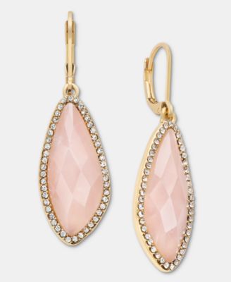 Gold-Tone Stone & Pav&eacute; Halo Drop Earrings