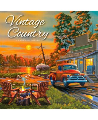 Hopper Studios Vintage Country | 2026 12 x 24 Inch (Hanging) Monthly Square Wall Calendar | Featuring the Artwork of Geno Peoples | Plastic-Free.