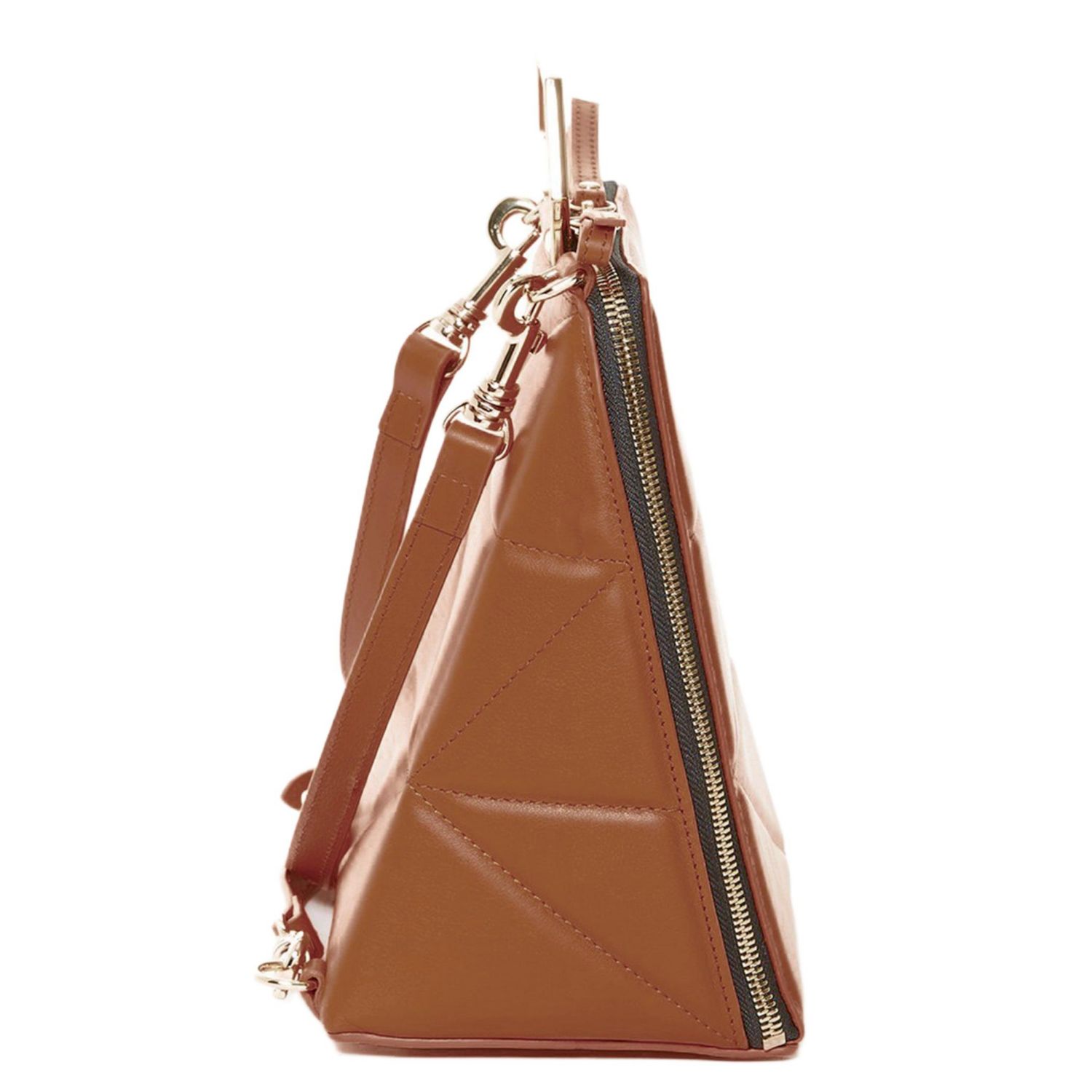 Leather Convertible Backpack Purse Crossbody Bag with Gold Handle