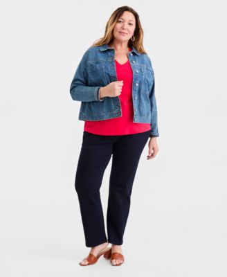 Plus Size Short-Sleeve V-Neck Top