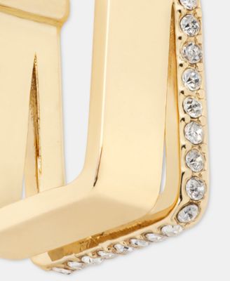 Gold-Tone Pav&eacute; Square Split Hoop Earrings