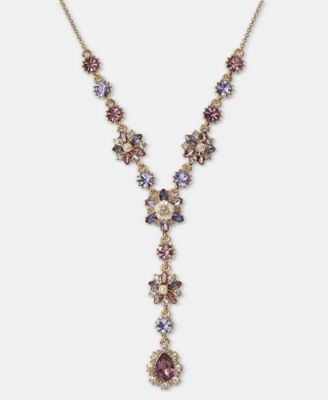 Gold-Tone Crystal Cluster Lariat Necklace, 16" + 3" extender