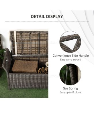 29 Gallon Outdoor Patio Wicker Storage Bench w/ Cushion
