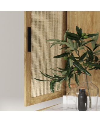 64" Rat Kitchen Storage Cabinet with Adjustable Shelf, Natural