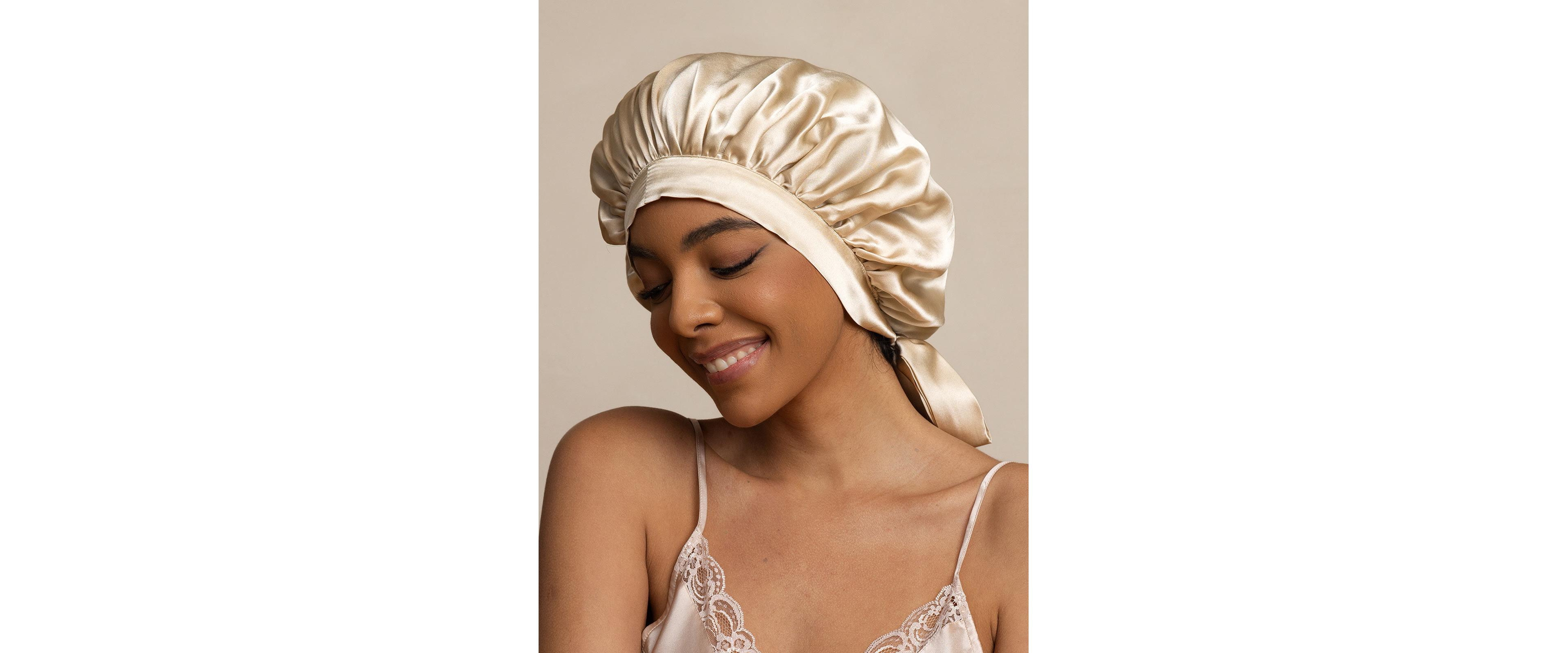 SilkSilky Women's Mulberry Silk Bonnet with Long Ribbons