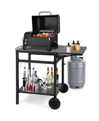 Double-Shelf Movable Dining Cart Table Multifunctional Kitchen Worktable Outdoor