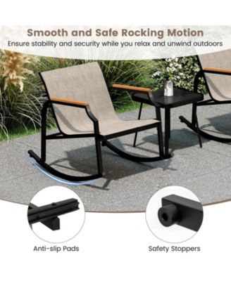3 PCS Rocking Bistro Set Outdoor Conversation Set with Porch Rocking Chairs