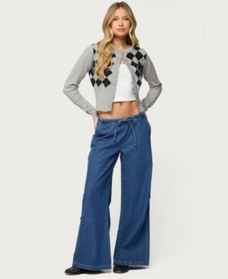 Women's Vicky Tie Waist Low Rise Baggy Jeans