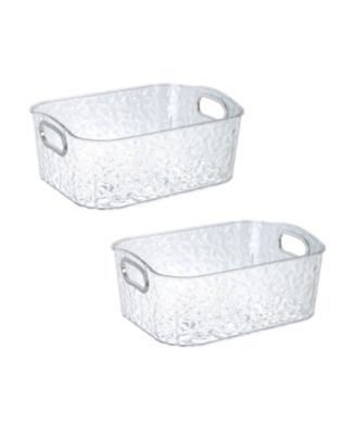 Trio Home 2 Pack Clear Storage Bins with Silver Handles, Container Bins for Organizing - Bathroom, Kitchen, Pantry, Closet, Vanity