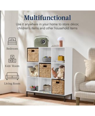 Elevated 9-Cube Storage Organizer, 11in Shelf, Bookcase, Display Shelf, w/ Metal Legs