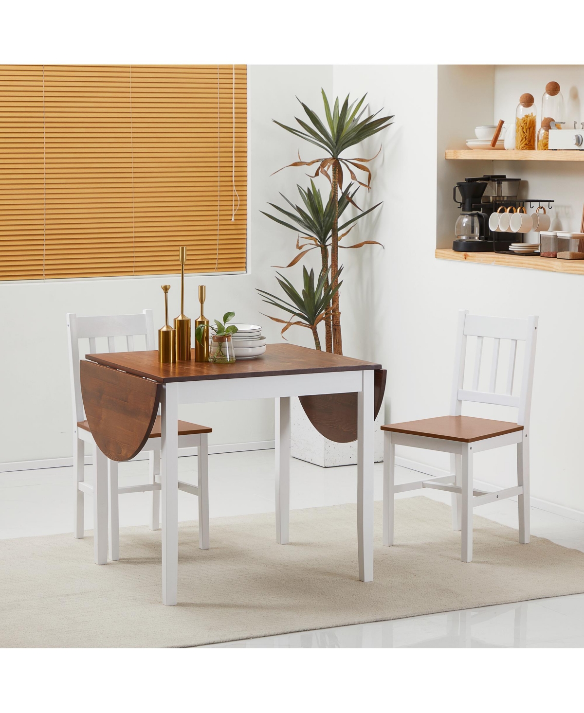 Homcom 55" Wood Kitchen Table, Drop Leaf Tables for Small Spaces