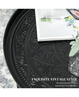 24" Round Table with Hamme Tray Top & Metal Frame,