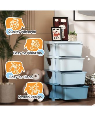 30" 4 Tier Kids Storage Unit Dresser Tower,