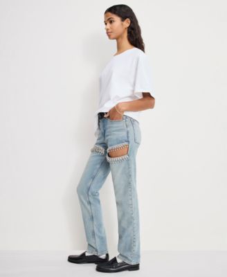 Women's Icon Straight Diamond Details Jeans