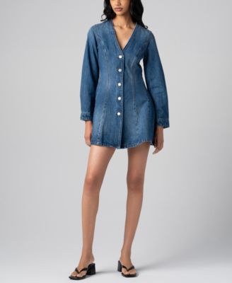 Women's Denim V-Neck Mini Dress