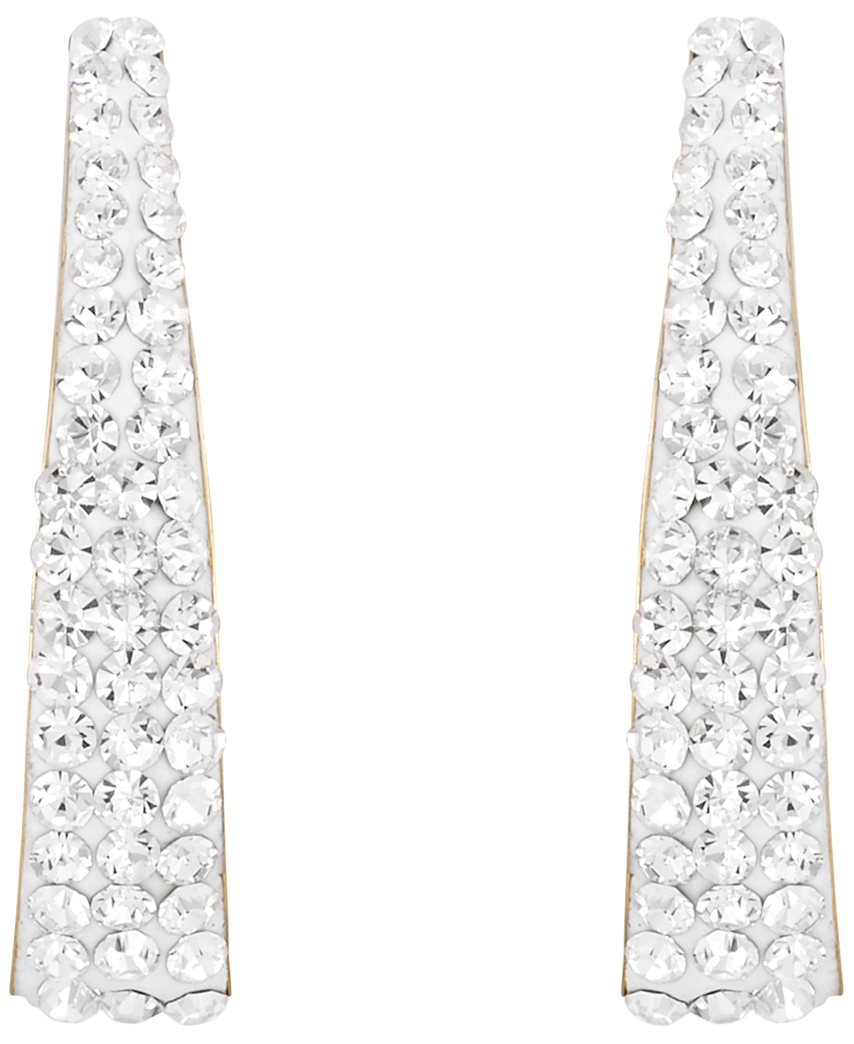 Macy's High Polished Pave Crystal Hoop Earrings (1/2 ct. t.w.) in 14k Yellow Gold Over Sterling Silver