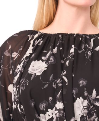 Plus Size Printed Round Neck Shift Dress