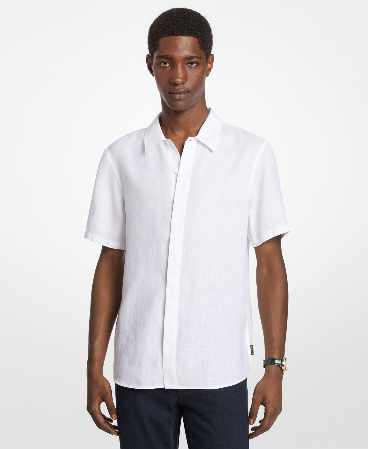 Michael Kors Men's Point Collar Linen Shirt