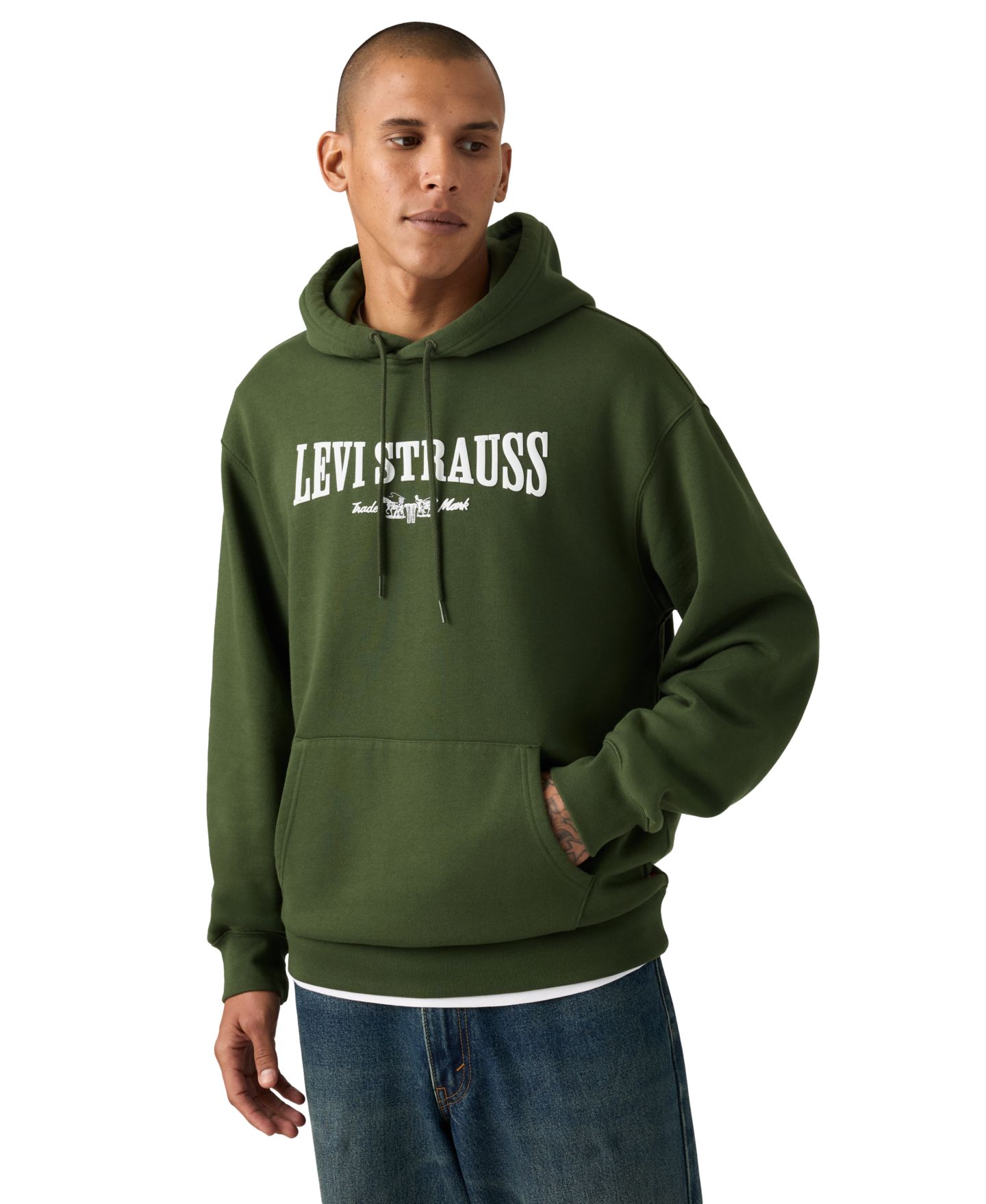 Мужское худи Levi's Relaxed-Fit Graphic Long-Sleeve, цвет: Зелёный — фото 2